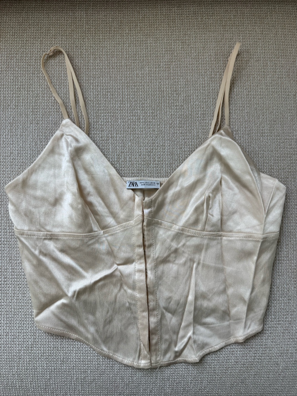 Zara Light Cream Satin Corset Crop